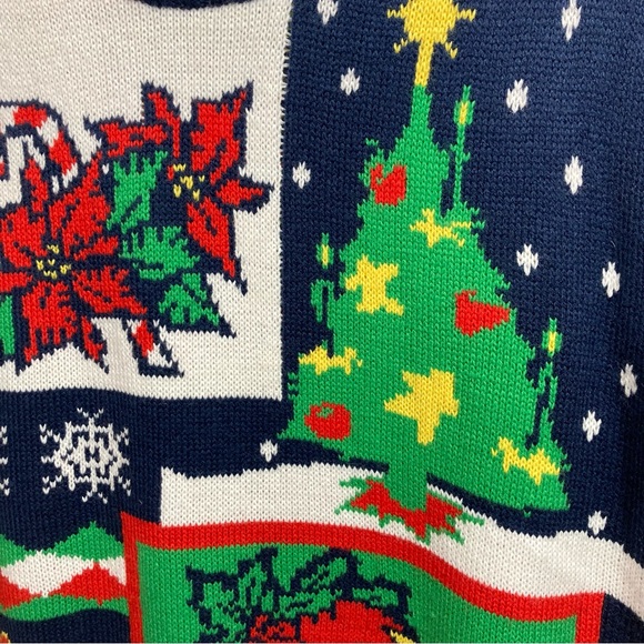 JEM Holiday Sweater XL Ugly Christmas Blue Graphic Pullover Unisex Adult Party - Picture 7 of 10